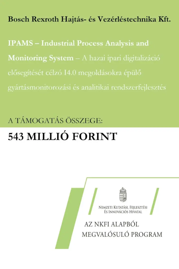 A hazai ipari digitalizáció elősegítését célzó i4.0 megoldásokra épülő gyártásmonitorozási és analitikai rendszerfejlesztés